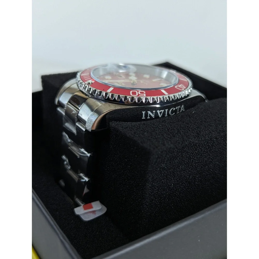 Invicta Pro Diver 50888 Mens Watch 42mm Red Dial Steel Band PC32 Quartz New